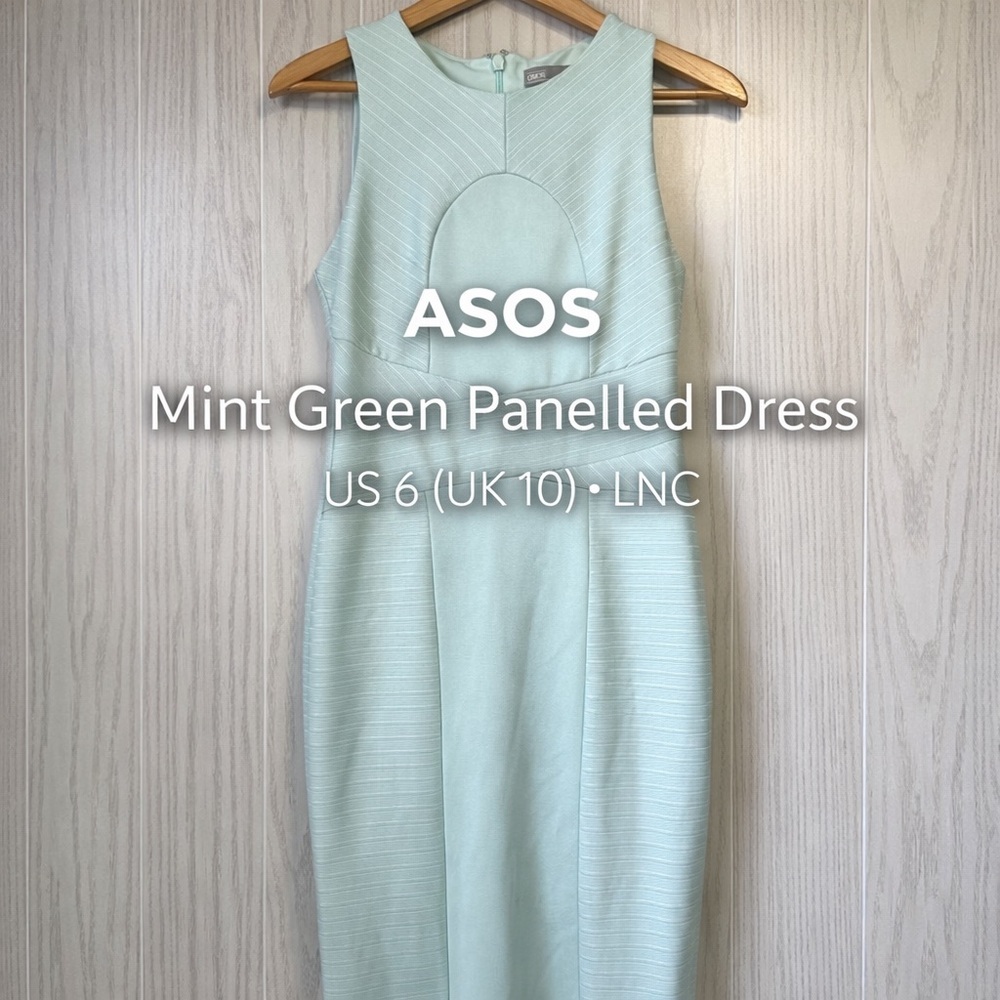 ASOS Mint Green Panelled Midi Dress Sleeveless US 6